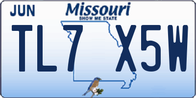 MO license plate TL7X5W