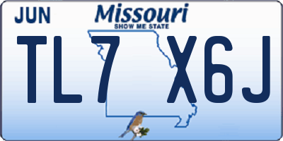 MO license plate TL7X6J