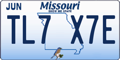MO license plate TL7X7E