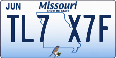 MO license plate TL7X7F