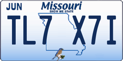 MO license plate TL7X7I