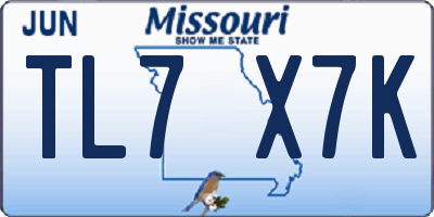 MO license plate TL7X7K