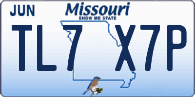 MO license plate TL7X7P