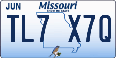 MO license plate TL7X7Q