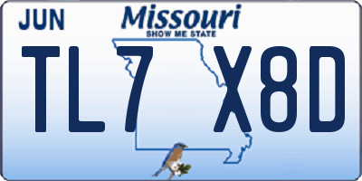 MO license plate TL7X8D