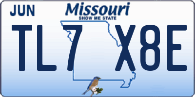 MO license plate TL7X8E