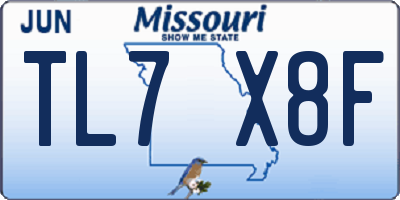 MO license plate TL7X8F