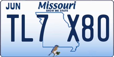 MO license plate TL7X8O