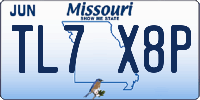 MO license plate TL7X8P