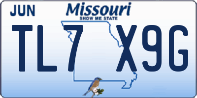 MO license plate TL7X9G