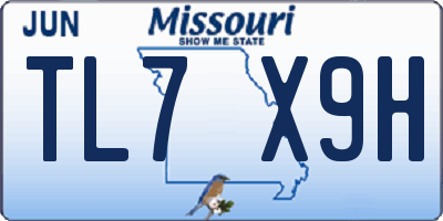 MO license plate TL7X9H