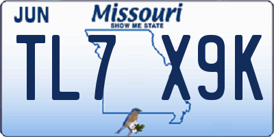 MO license plate TL7X9K