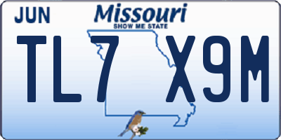 MO license plate TL7X9M