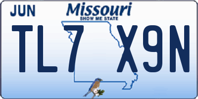 MO license plate TL7X9N