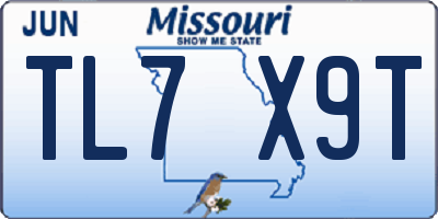 MO license plate TL7X9T