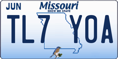 MO license plate TL7Y0A