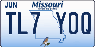 MO license plate TL7Y0Q