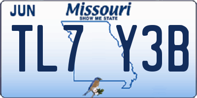 MO license plate TL7Y3B