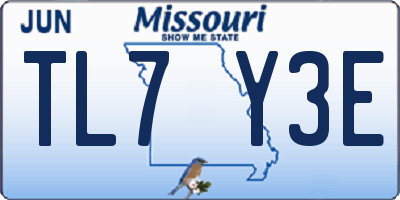 MO license plate TL7Y3E