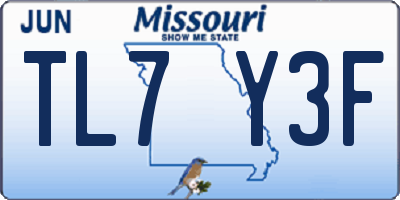 MO license plate TL7Y3F