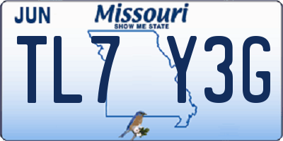MO license plate TL7Y3G