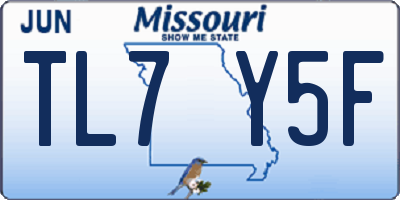 MO license plate TL7Y5F