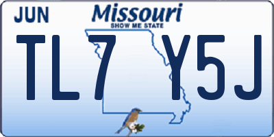 MO license plate TL7Y5J