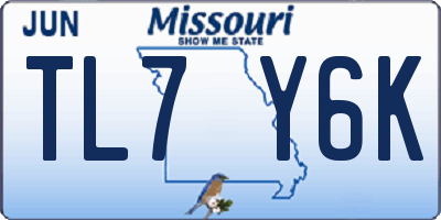 MO license plate TL7Y6K