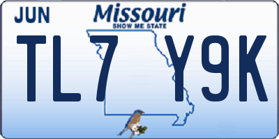MO license plate TL7Y9K