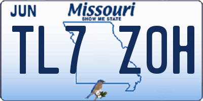 MO license plate TL7Z0H