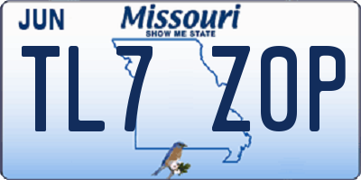 MO license plate TL7Z0P
