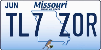 MO license plate TL7Z0R