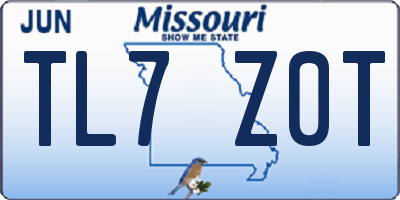 MO license plate TL7Z0T