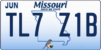 MO license plate TL7Z1B