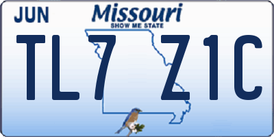 MO license plate TL7Z1C
