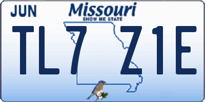 MO license plate TL7Z1E