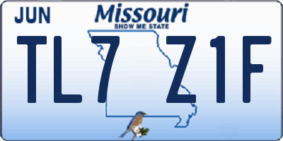 MO license plate TL7Z1F