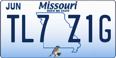 MO license plate TL7Z1G