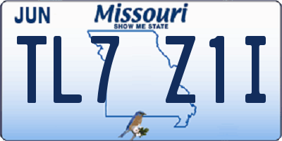 MO license plate TL7Z1I