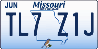 MO license plate TL7Z1J
