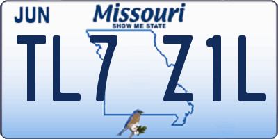 MO license plate TL7Z1L
