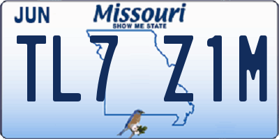 MO license plate TL7Z1M