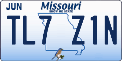 MO license plate TL7Z1N