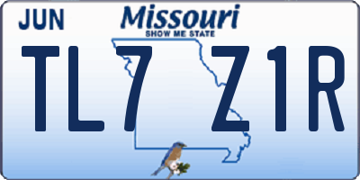 MO license plate TL7Z1R