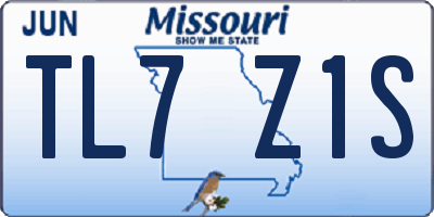 MO license plate TL7Z1S