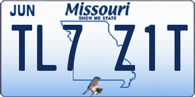 MO license plate TL7Z1T