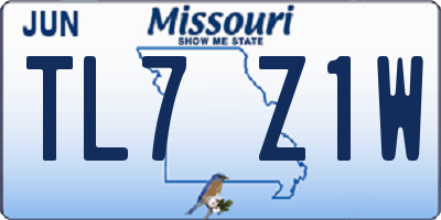 MO license plate TL7Z1W