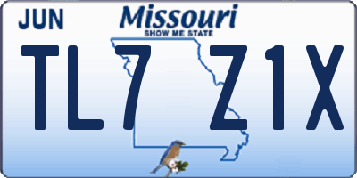 MO license plate TL7Z1X