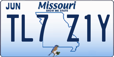 MO license plate TL7Z1Y
