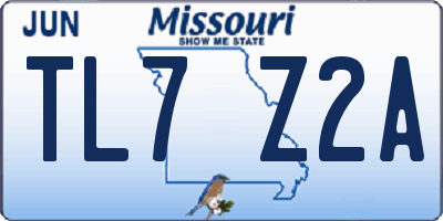 MO license plate TL7Z2A